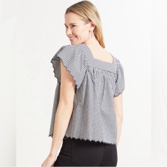 Rails Harley Shirt in Black & White Gingham w Flutter Sleeve - size Medium - EUC - Picture 15 of 16
